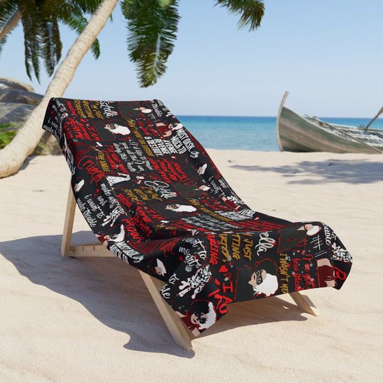 Disney Cruella Estella Inspired Collage Beach Towel, Summer Disneyland Magic Kingdom World Movie Quotes