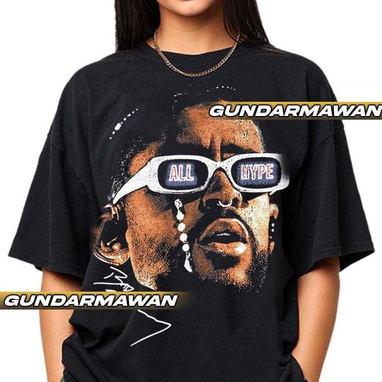 Bad Bunny Big Head Unisex Softstyle T-Shirt, Gift For Women and Man Unisex T-Shirt, Vintage Hip Hop Tshirt, Bad Bunny All Hype Tee