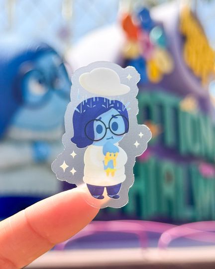 Sadness with Joy Plushie Transparent Disney Laptop Stickers/ Inside Out Core Memories planner stationery decal water bottle cell phone