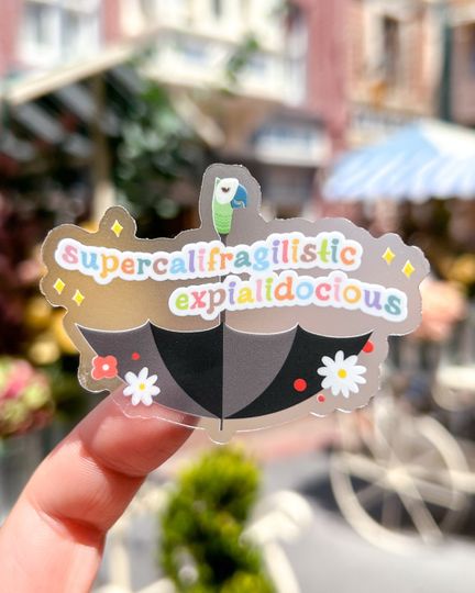 Supercalifragilistic Umbrella Poppins Disney Transparent Laptop Stickers/ bujo bullet journal planner stationery decal water bottle