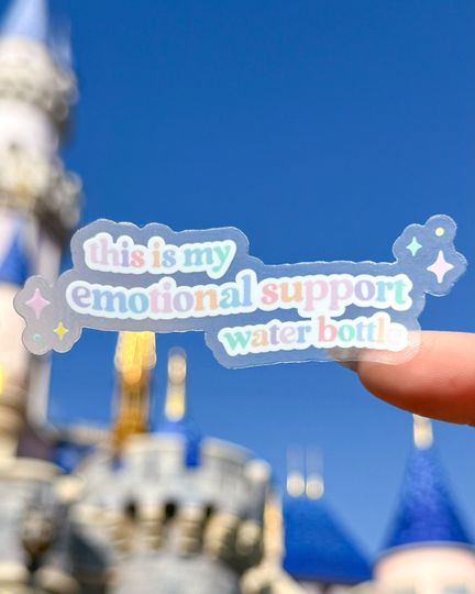 This Is My Emotional Support Water Bottle Transparent Disney Laptop Sticker/ Pastel Magical Happy Inspo decal cell phone planner