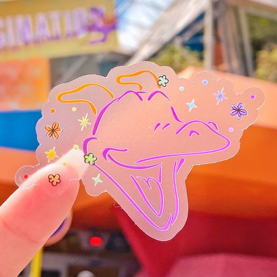 Figment Dragon Flower Wreath Transparent Disney Laptop Stickers/ Epcot Imagination Tropical floral decal water bottle cellphone