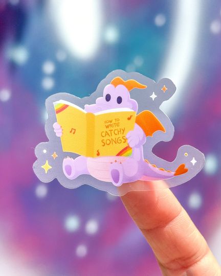 Reading Figment Transparent Disney Laptop Stickers/ Epcot Journey Into Imagination planner stationery decal water bottle cell phone