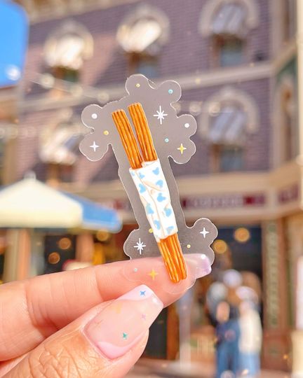 Disney Churros Transparent Sticker/ pixie dust food Snacks hidden Mickey Phone Case Sticker Journal laptop bottle decal