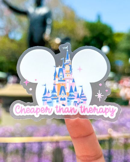 Cheaper Than Therapy Transparent Sticker/ funny disney sticker castle mental health decal for her/ bottle laptop phone decal
