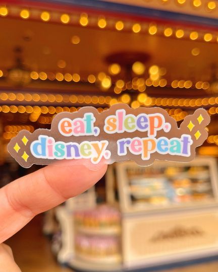 Eat, Sleep, Disney, Repeat Transparent Disney Laptop Sticker/ Pastel Positive Mickey Inspo decal cell phone planner water bottle