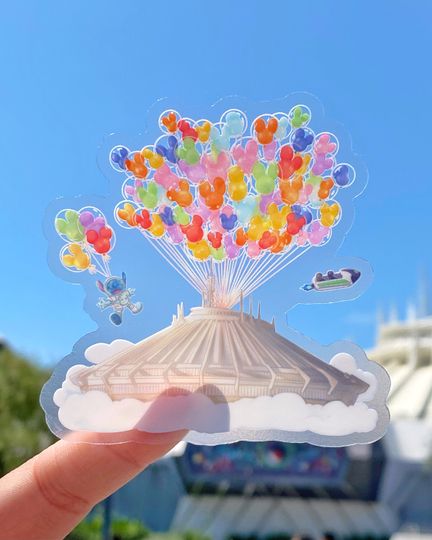 Space Mountain Mickey Balloons Transparent Laptop Sticker/ Magic Kingdom Tomorrowland Disney decal/ planner water bottle