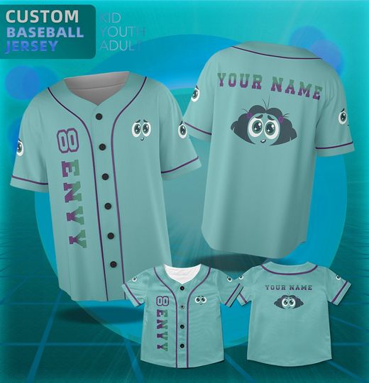 Inside Out Enyy Custom Jersey Team, Personalized Inside Out Jersey, Inside Out 2 Baseball Shirt, Disney Pixar Shirt