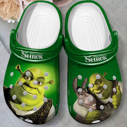 Funny Shrek And Donkey Clogs, Shrek Sandals, Shrek Summer Shoes, Scared Shrekless Clogs, Shrek Slut Men Shoes, Shrek Gift
