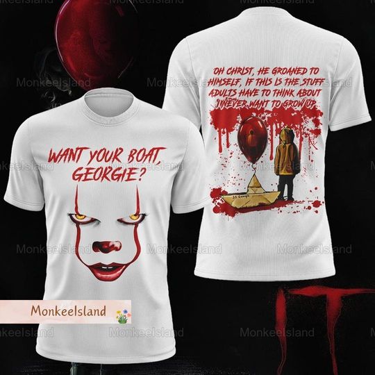 Pennywise You'll Float Too 3D Shirt, Horror Clown Balloon Hoodie, Pennywise IT Men Shirt, Horror Movie Zip Hoodie, Halloween Gift