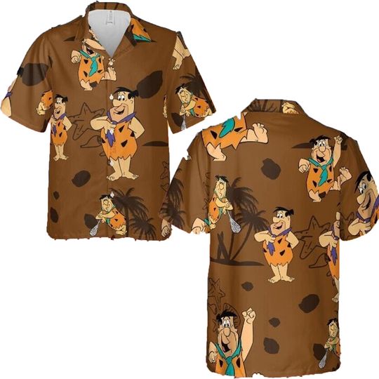 NEW! flintstones hawaiian shirt, aloha, summer , cute animated shirts, Summer Beach Gift For Men, All Size Available