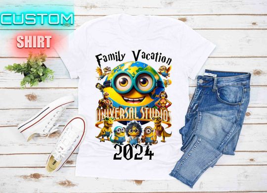 Yellow Blue Inspired Universal Family Vacation Matching Shirts, Universal Personalized Matching Shirts. Universal Spring Break Trip