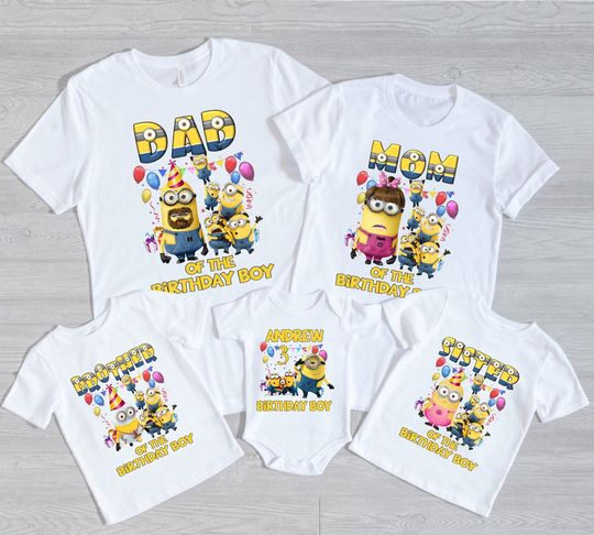 Family Matching Birthday Shirt, Funny Character Shirt, Family Birthday Shirt, Kids Birthday Party Shirt, Despicable Me Shirt, Birthday Boy