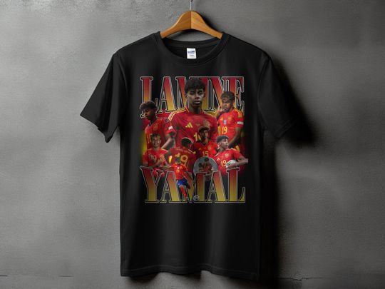 Retro Vintage 90s Graphic Lamine Yamal T-Shirt, Barcelona Tee, Soccer T-Shirt, Bootleg Sport Tee, Cotton Tee, lamine yamal jersey, spain tee