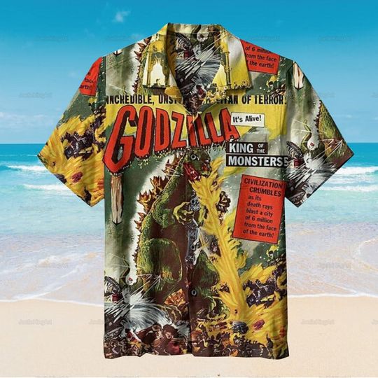 god zilla Hawaiian Shirt, Print Tropical Summer Beach, Gift For Men Youth Dad Boyfriend, Lover, Best Gift For Party Valentine, Birthday