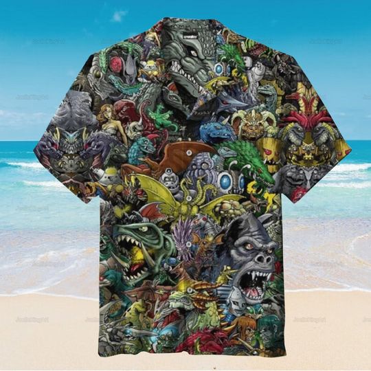 World Of god zilla Hawaiian Shirt, god zilla Hawaiian Shirt, Print Tropical Summer Beach, Gift For Men Youth Dad Boyfriend, Vacation Shir