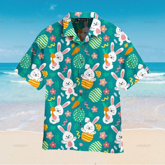 Bunny Easter Day Hawaiian Shirt, Bunny Easter Day Shirt, Summer Beach Gift For Men Youth Dad Boyfriend Lover Best Gift For Party, Beach