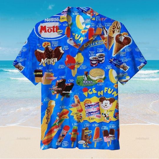 Nestle Old Ice Creams Hawaiian Shirt, Ice Cream Tropical Shirt, Ice Cream Beach, Summer Men's Hawaiian Shorts, Hawaiian Beach Shirt