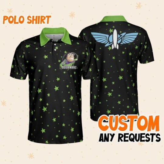 Custom Disney Toy Story Buzz Lightyear Polo Star Sky, Business Casual Disney Polo Shirt