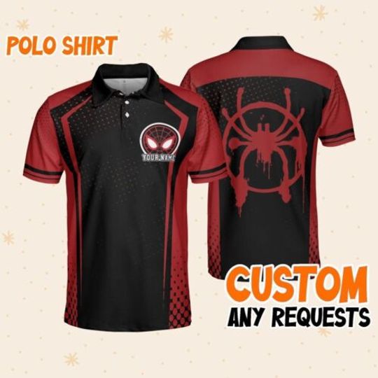 Custom Disney Spiderman Miles Morales Polo Classic, Business Casual Disney Polo