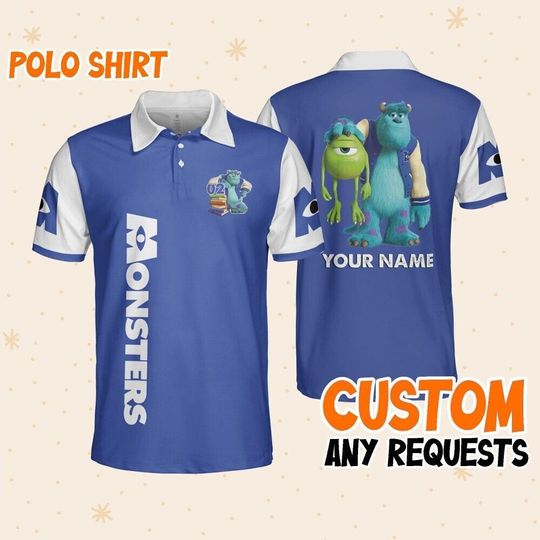 Personalize James Blue White Polo, Mens Golf Polo Shirt, Disney Performance Polo Shirt