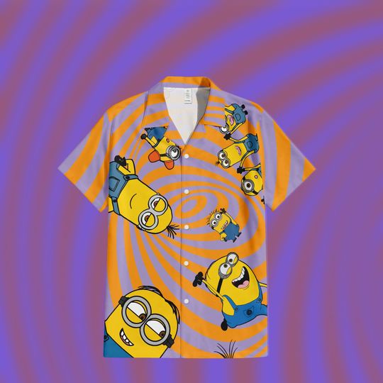 Funny Magic Minion Hawaiian shirt -  Psychedelic Minion Button Up shirt -Despicable Me Summer shirt - Halloween Shirt