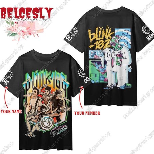 B182 3D Shirt, B182 The World Tour T-Shirt, Personalized Rock n Roll Unisex Shirt, B182 Band Concert 2024 Tee Shirt For