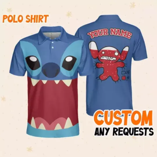 Personalized Lilo And Stitch Cosplay Stitch Lovers Short Sleeve Men's Polo Shirt, Disney Polo Shirt, Cartoon Disney Polo Shirt
