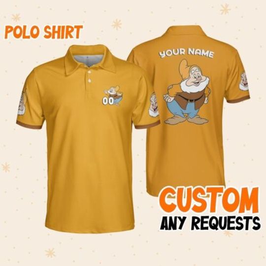 Personalize Happy Polo, Mens Golf Polo Shirt, Disney Performance Polo Shirt