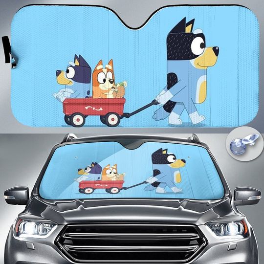 BlueyDad Family Car Sun Shade, Funny BlueyDad Sunshade, Custom Car Accessory, Funny Car Sun Protector, New Car Gift