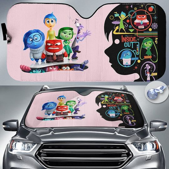 Inside Out Car Sun Shade, It's Okay To Feel All The Feels Sunshade, Joy Sadness Anger Car Accessory, Disney Car Sun Protector