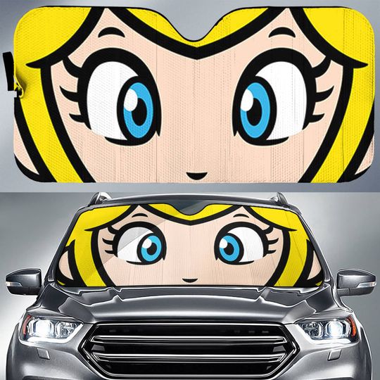 Super Mario Princess Peach Face Car Sun Shade | Super Mario Video Game Car Sun Shade | Car Windshield | Car Accessories