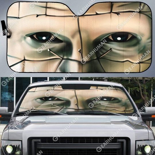 Pinhead Car Sunshade | Hellraiser Car Auto Sunshade | Horror Halloween Movie Auto Sun Shade | Car Windshield | Car Accessories