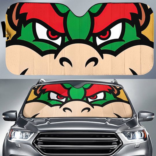 Super Mario Bowser Face Car Sun Shade Super Mario Video Game Car Sun Shade Car Windshield Car Accessories