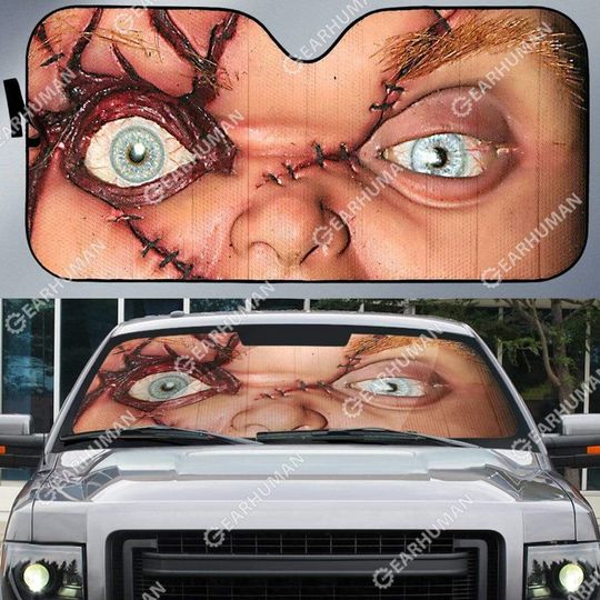 Chucky Car Sun Shade Horror Halloween Child's Play Car Sun Shade Car Windshield Car Accessories