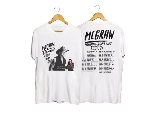 Tim McGraw 2024 Tour Standing Room Only Double Sided Shirt, Casual Cotton Short Sleeved Shirt, Music Merch Shirt, Shirt for Fans, Music Gift Ideas