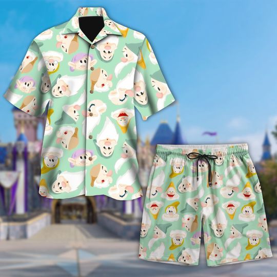 Snow White And The Seven Dwarfs Hawaii Shirt, Characters Button Up Shirt, Princess Hawaiian Shirt Gift, Cartoon 3D All Over Print Shirt