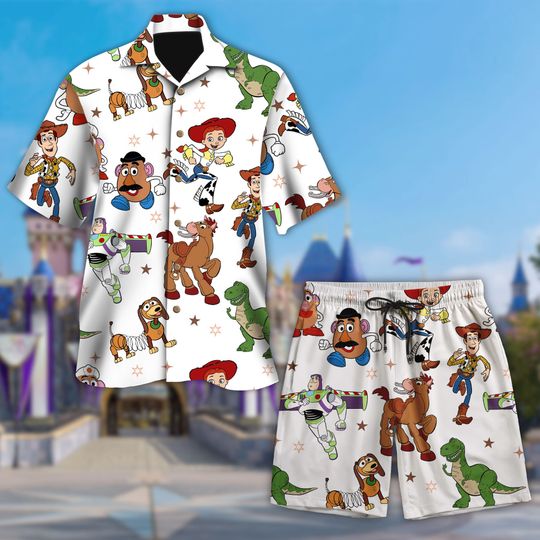 Toy Story Friends Hawaiian Shirt, Woody Jessie Buzz Lightyear 2024 Hawaii Shirt, Toys Beach Aloha Shirt, Woody Buzz Lightyear Button Up