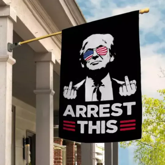 Arrest This Funny Trump Middle Finger Sunglasses Presidential Debate 2024 Flag, USA Election Flag, Political Flag, For Decoration