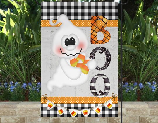 Pumpkin Scary, Boo Garden Flag, Halloween Outdoor Flag, Haunted House Garden Flag