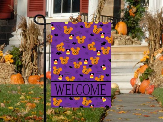 Disney Halloween Garden Flag, Halloween Outdoor Flag, Haunted House Garden Flag