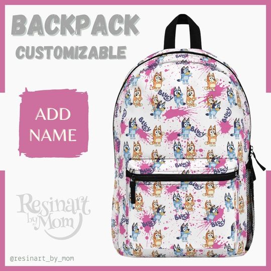 Blue Dog Backpack, Pink Backpack for kids, Disney Backpack, Disney Bag, Disney School Bag, Customizable Backpack, Kids Backpack