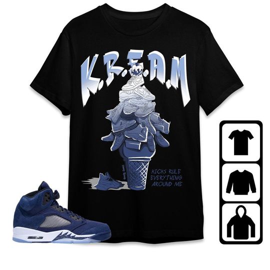 KREAM Unisex Tees Jordan 5 Midnight Navy Short Sleeve T-shirt | Comfortable Cotton Shirt | For Unisex