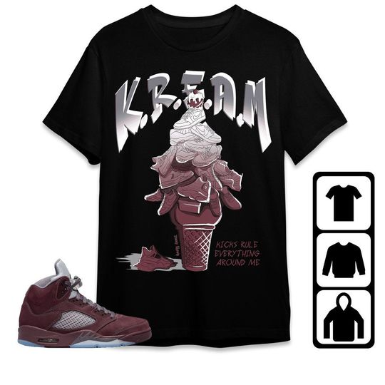 KREAM Unisex Tees Jordan 5 Burgundy Short Sleeve T-shirt | Comfortable Cotton Shirt | For Unisex