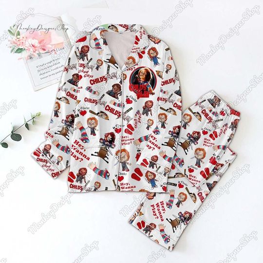 Chucky Character Pajamas Set, Chucky Childs Play Hey Wanna Thick Pajamas, Chucky Good Guys Pajamas Family, Chucky Horror Movie Pjs