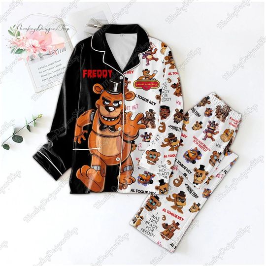 Five Nights At Freddy's Pajamas, Freddy Fazbear Pajamas Set, Horror Freddy Fazbear Shirt, Five Nights At Freddy Video Game Merch