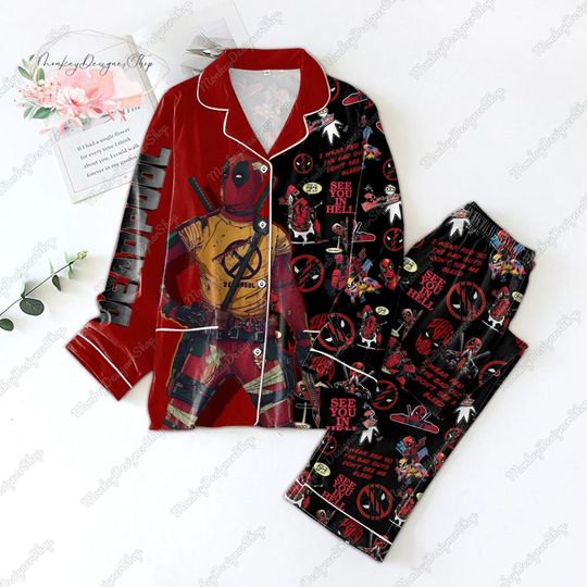 Deadpool Pajama Set, Spider Man Pajamas, Spider Man Holiday Pajamas, Deadpool Women Pajamas, Superhero Set Of Pajamas, Deadpool Gift