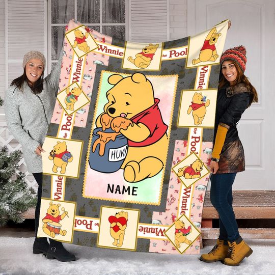 Personalized Disney Winnie Pooh Fleece Blanket, Winnie The Pooh Blanket, Disney Pooh Birthday Gifts, Pooh Bear Christmas Gifts
