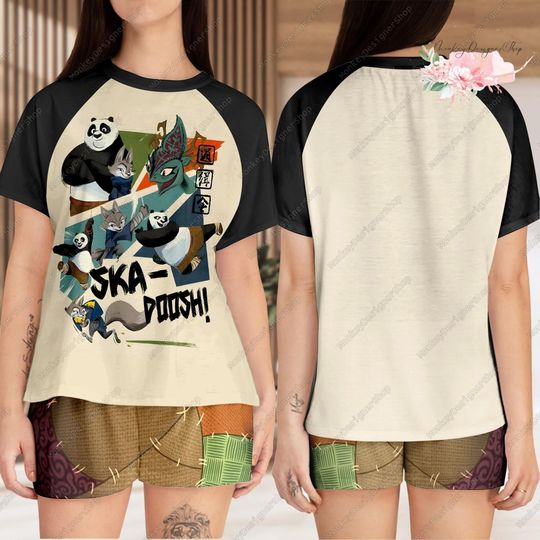 Kung Fu Panda Shirt Short Set, Kung Fu Panda Movie Short, Cartoon Movie Summer Shirt