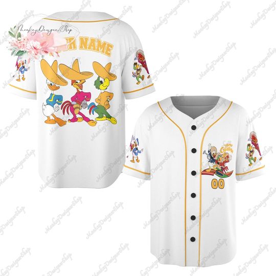 Disney Margarita Shirt, Disney Epcot Baseball Jersey, Margaritas Epcot Jersey Team, The Three Caballeros Baseball Shirt, Disney Cartoon